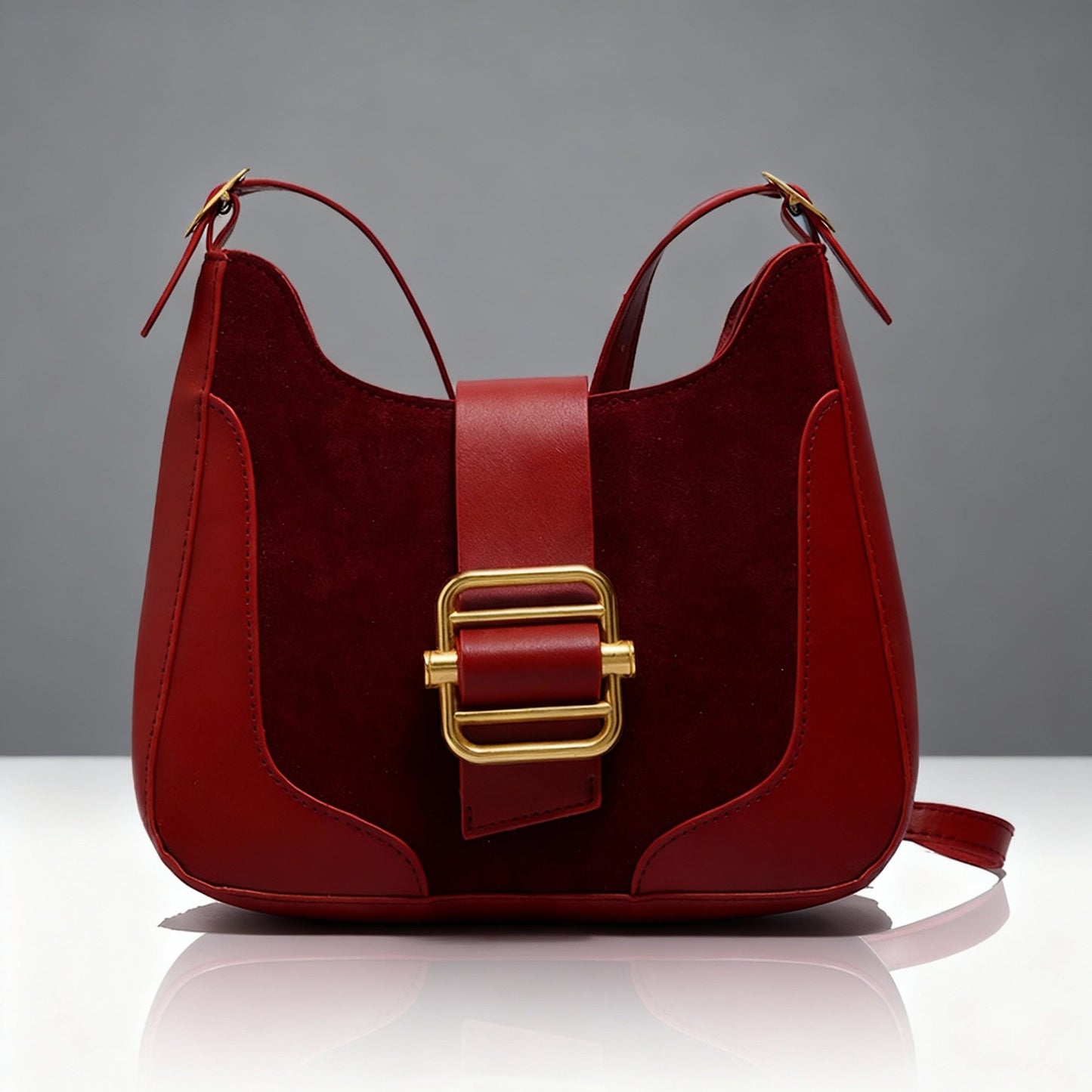 Suede & Leather Hobo with Signature Buckle Detail