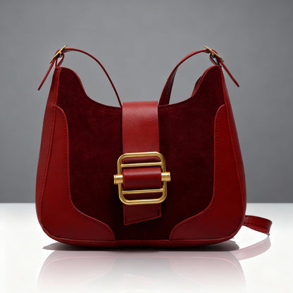 Suede & Leather Hobo with Signature Buckle Detail