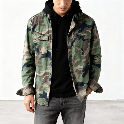 Woodland Camouflage Button-Front Jacket