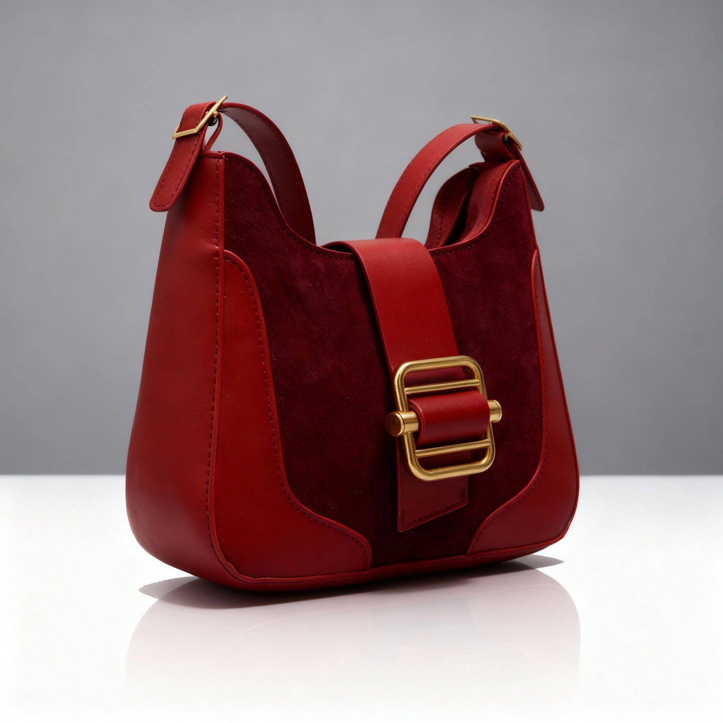 Suede & Leather Hobo with Signature Buckle Detail