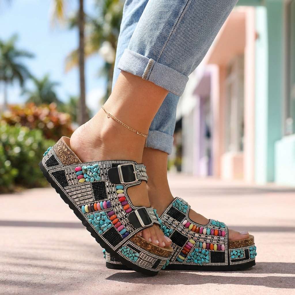 Camilla Beaded Mosaic Sandal