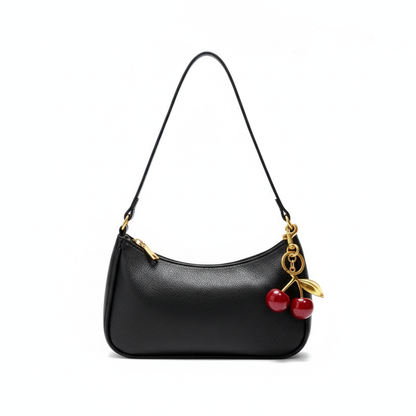 Noir Cerise Leather Shoulder Bag