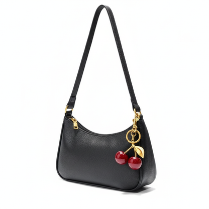 Noir Cerise Leather Shoulder Bag