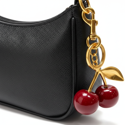 Noir Cerise Leather Shoulder Bag