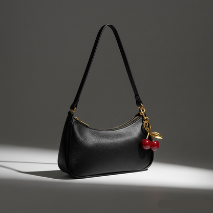 Noir Cerise Leather Shoulder Bag