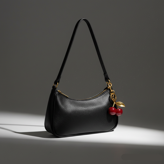 Noir Cerise Leather Shoulder Bag