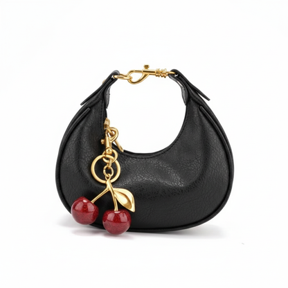 Noir Cerise Leather Shoulder Bag