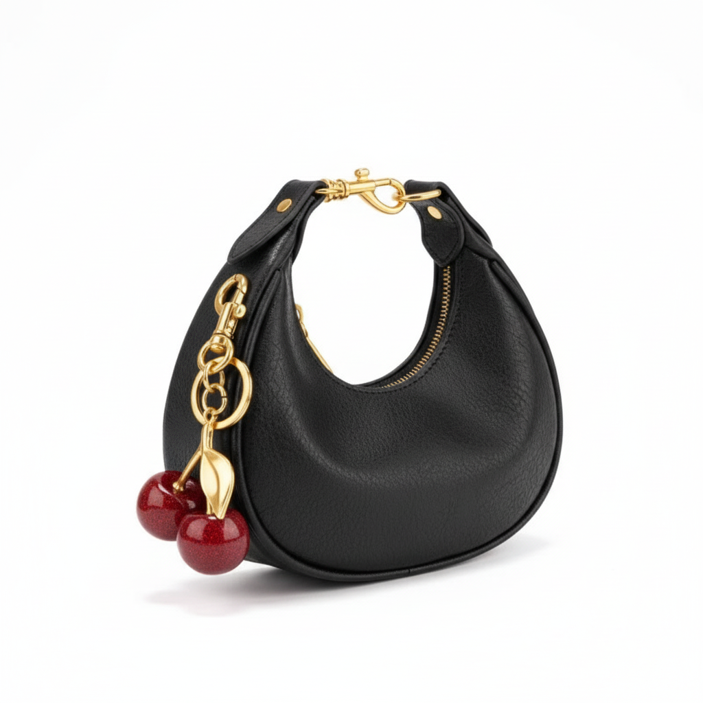 Noir Cerise Leather Shoulder Bag