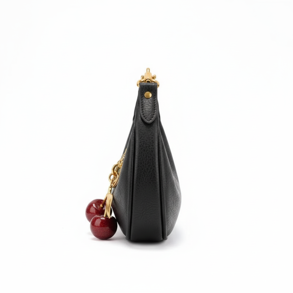 Noir Cerise Leather Shoulder Bag