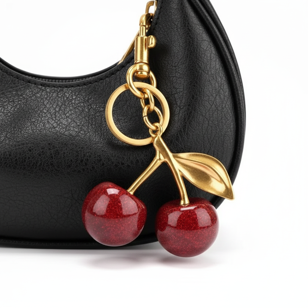 Noir Cerise Leather Shoulder Bag