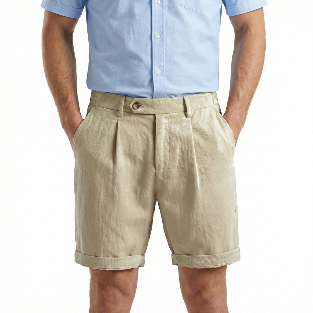 Tourbe Pleated Turn-Up Tailored Shorts