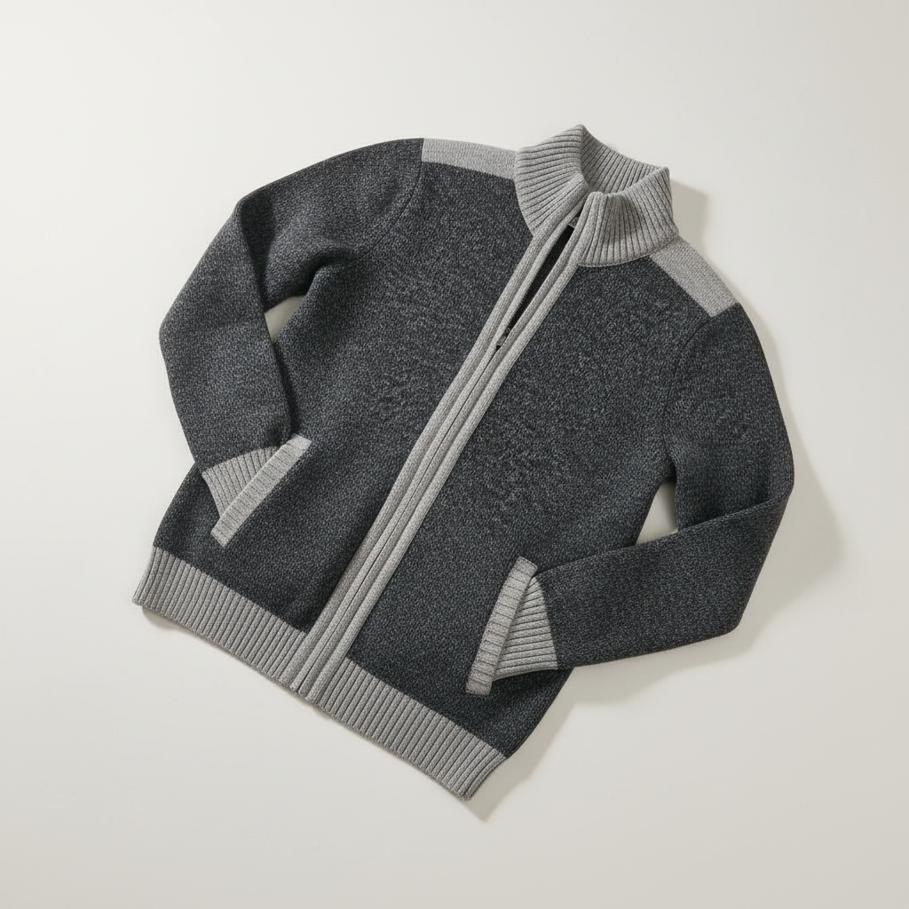 Contrast-Edge Knitted Sport Jacket