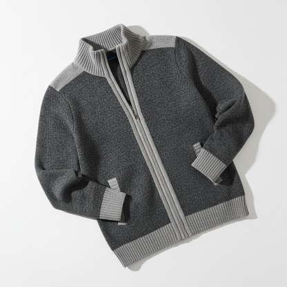 Contrast-Edge Knitted Sport Jacket