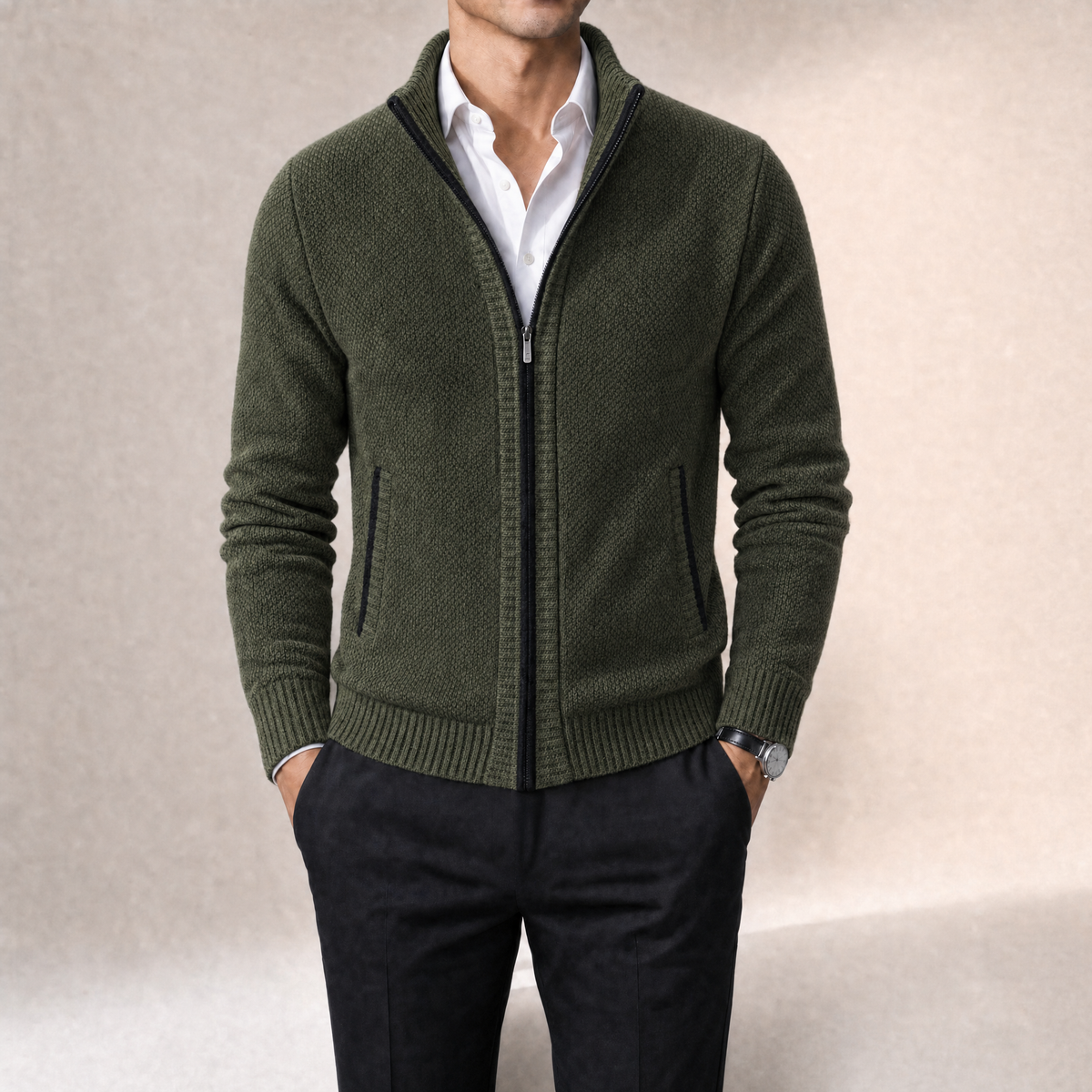 Brera Stand-Collar Cardigan