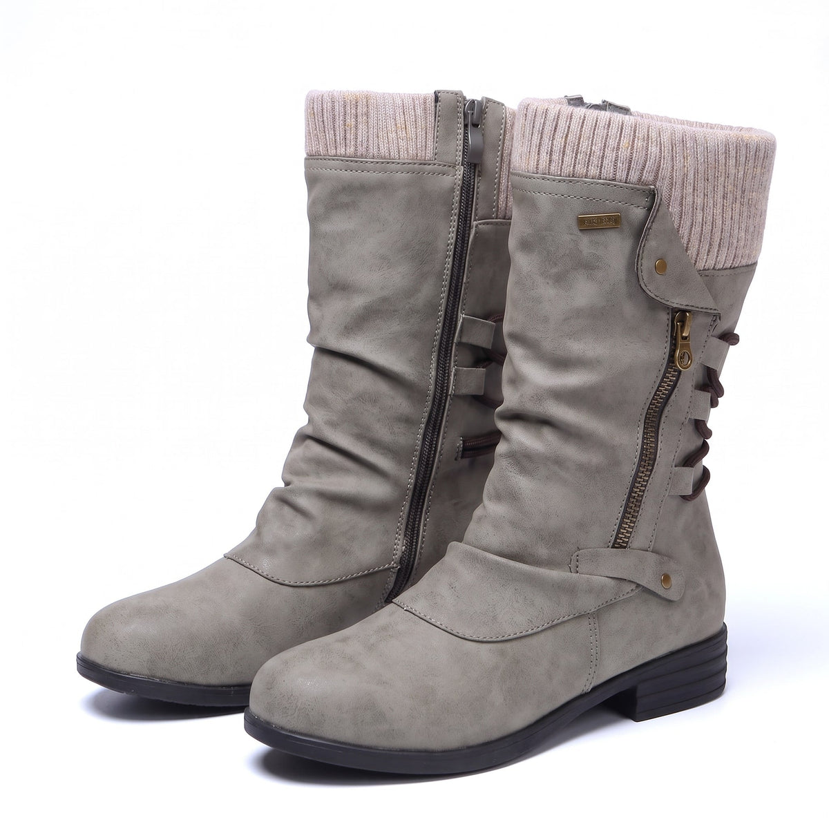Cassara Knit-Cuff Boots