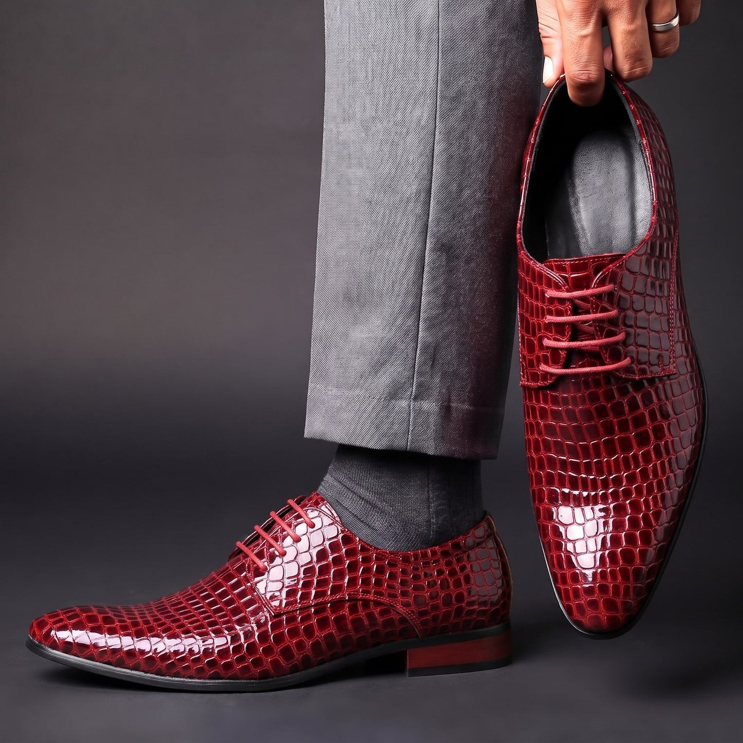Draco Croc-Embossed Oxfords