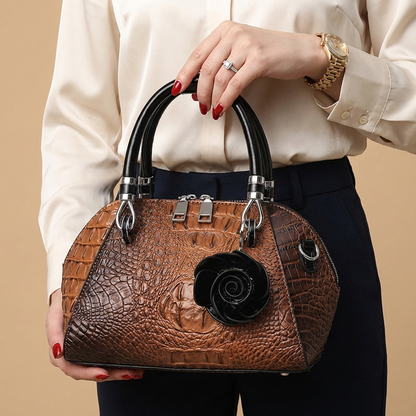Crocodile Embossed Dome Satchel
