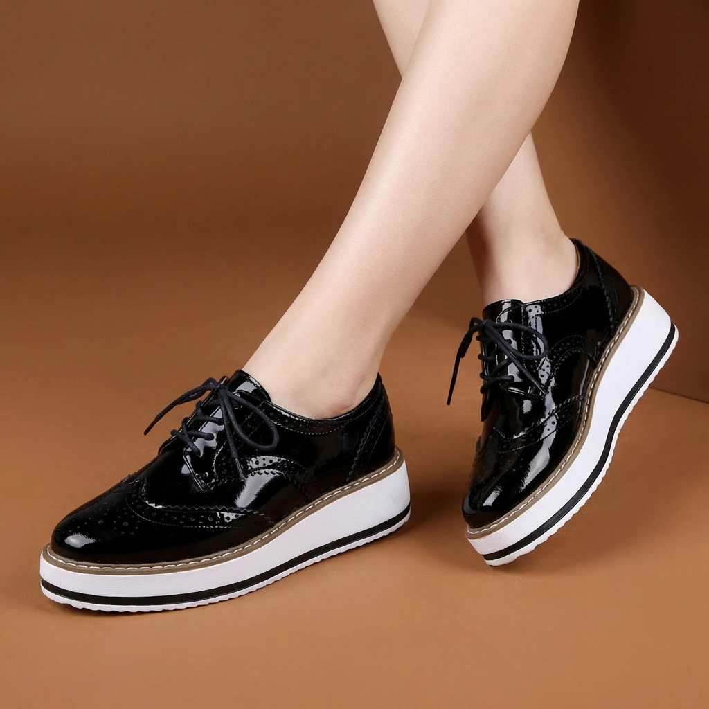 Platform Wingtip Oxford Shoes