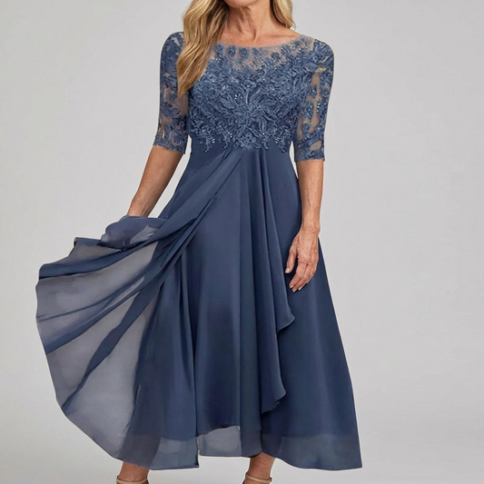 Rosegarden Lace-Bodice Midi Gown
