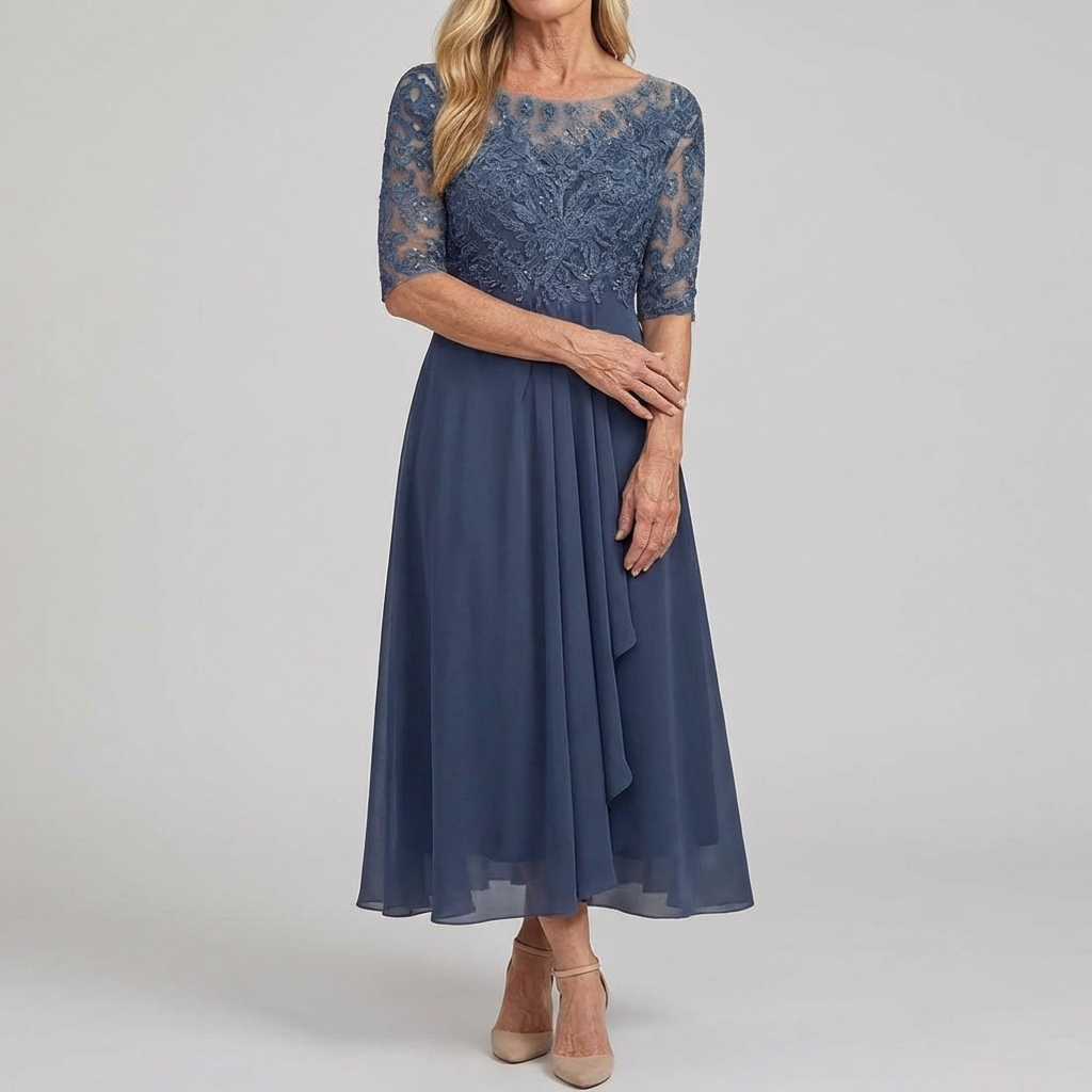 Rosegarden Lace-Bodice Midi Gown