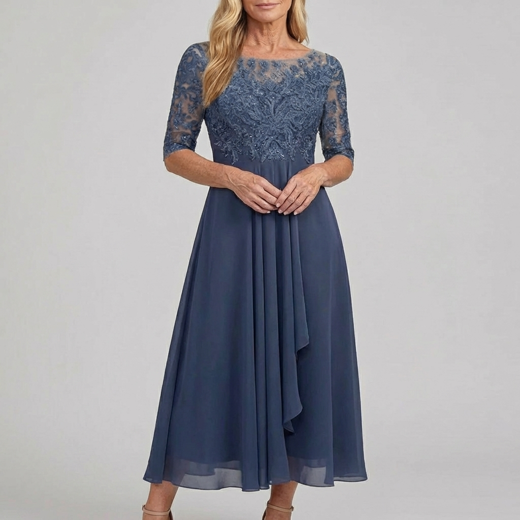 Rosegarden Lace-Bodice Midi Gown