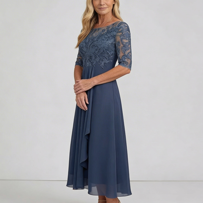 Rosegarden Lace-Bodice Midi Gown