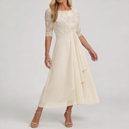 Rosegarden Lace-Bodice Midi Gown
