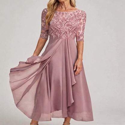 Rosegarden Lace-Bodice Midi Gown