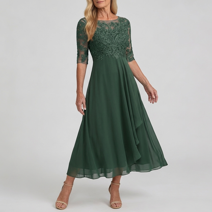 Rosegarden Lace-Bodice Midi Gown