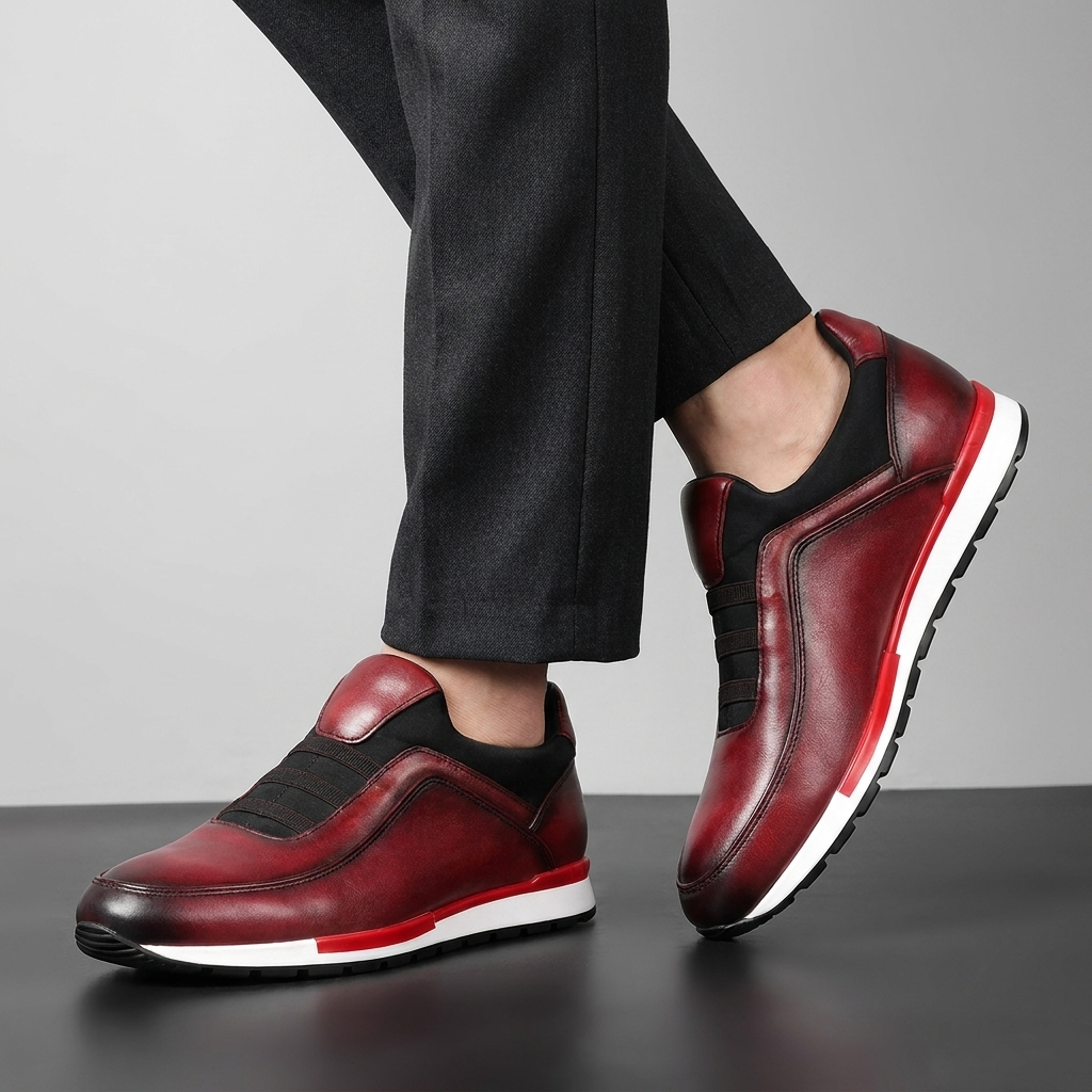 Oxblood Drift Laceless Leather Racer
