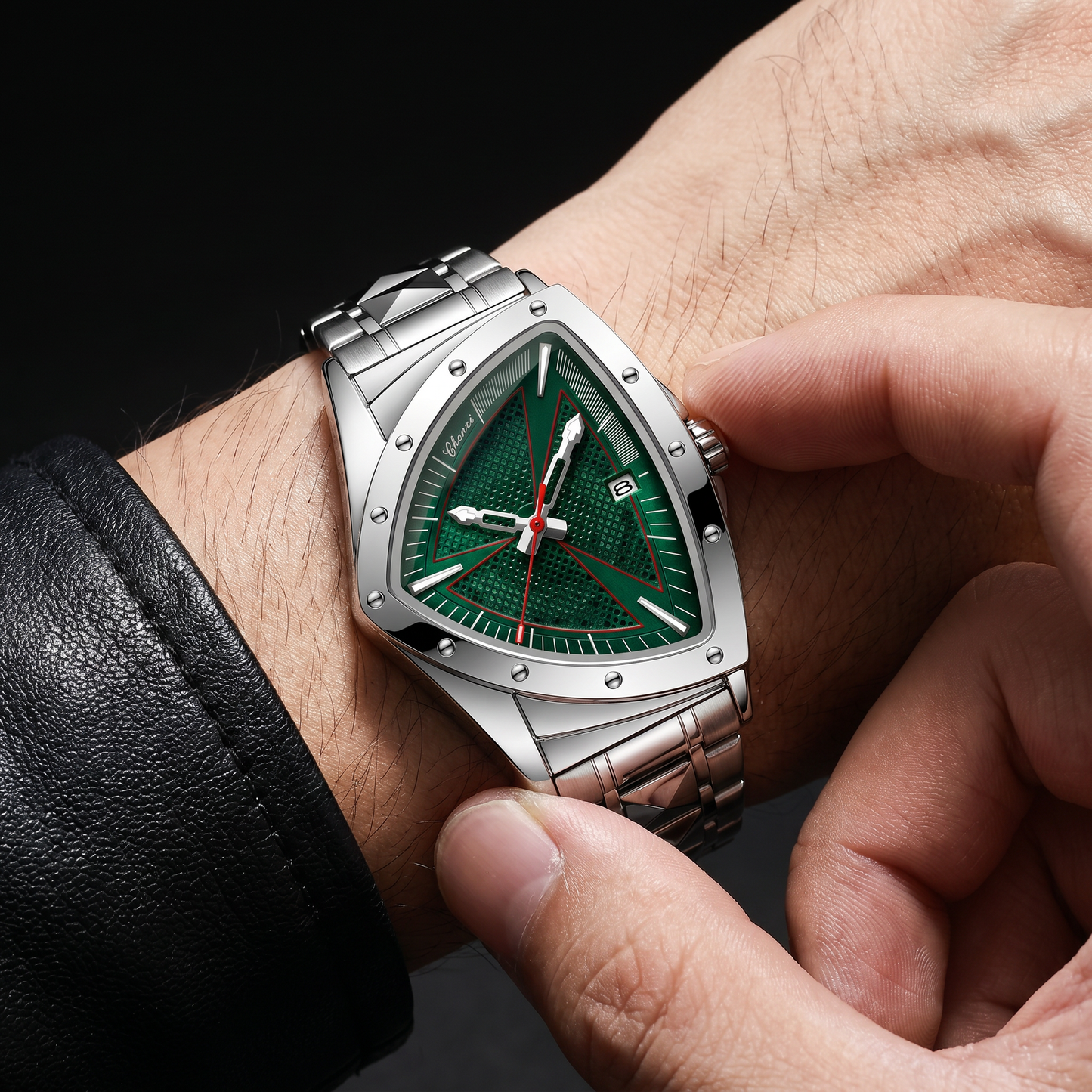 Apex Triangular Cobalt Dial Steel Chronograph