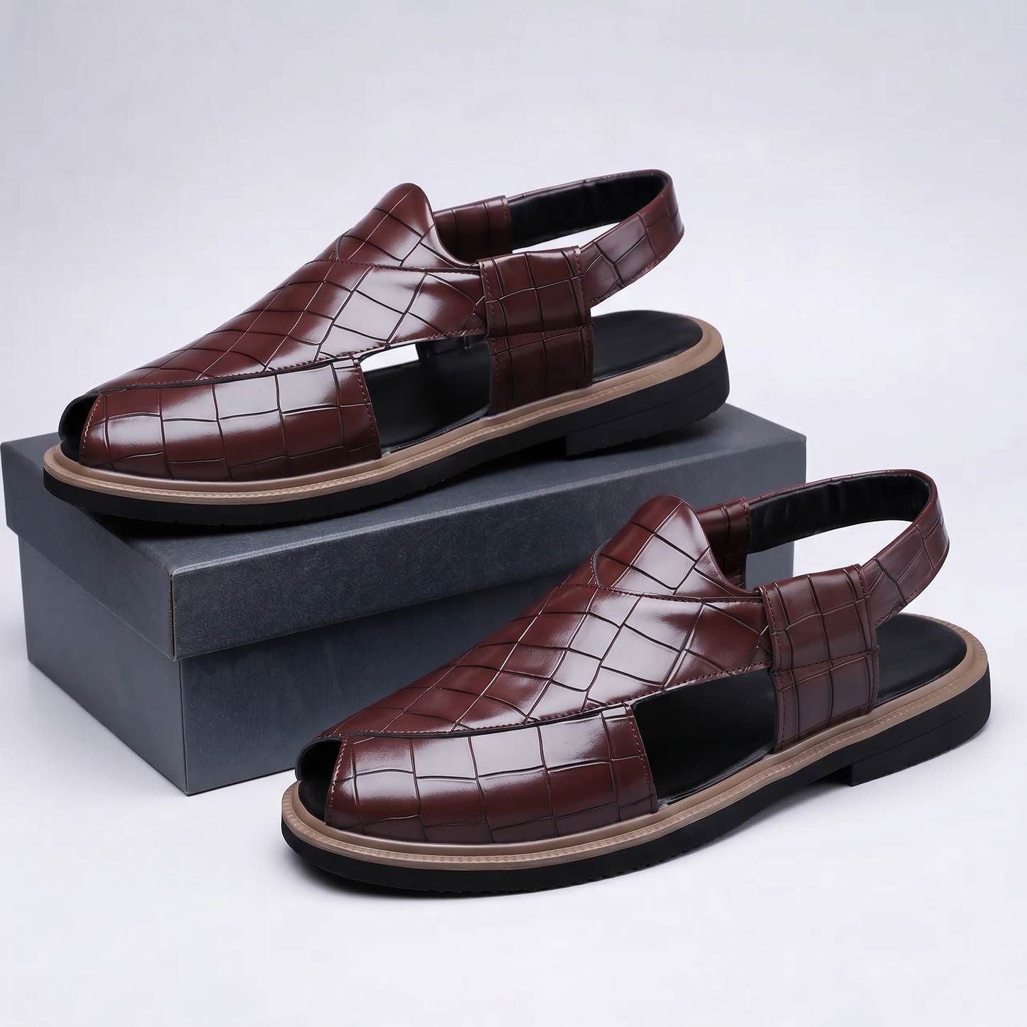 Verdant Croc-Embossed Slingback Sandals