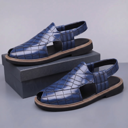 Verdant Croc-Embossed Slingback Sandals
