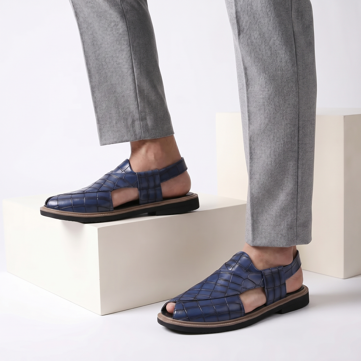 Verdant Croc-Embossed Slingback Sandals