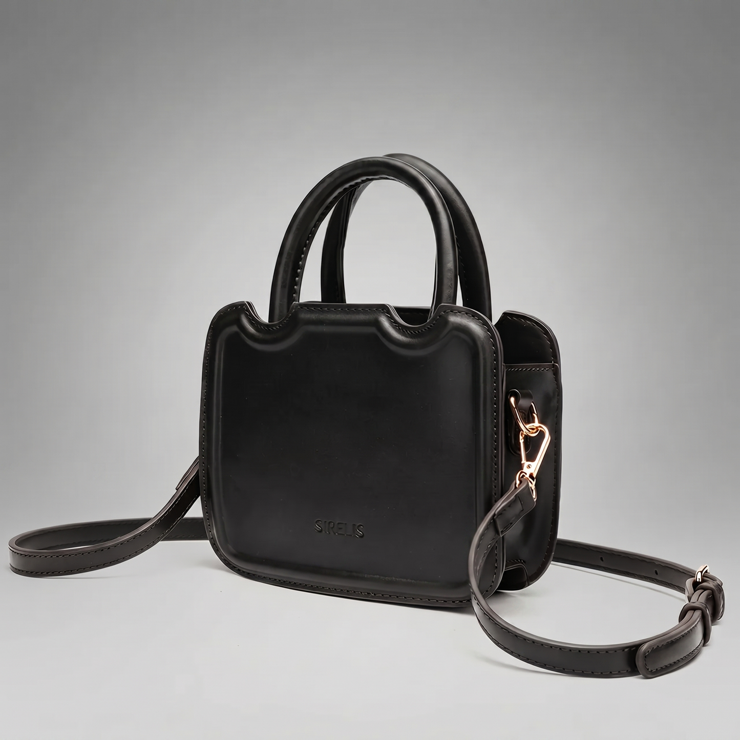Cognac Sculpted Mini Top-Handle Bag