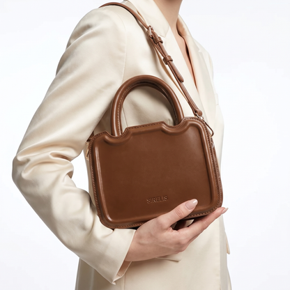 Cognac Sculpted Mini Top-Handle Bag