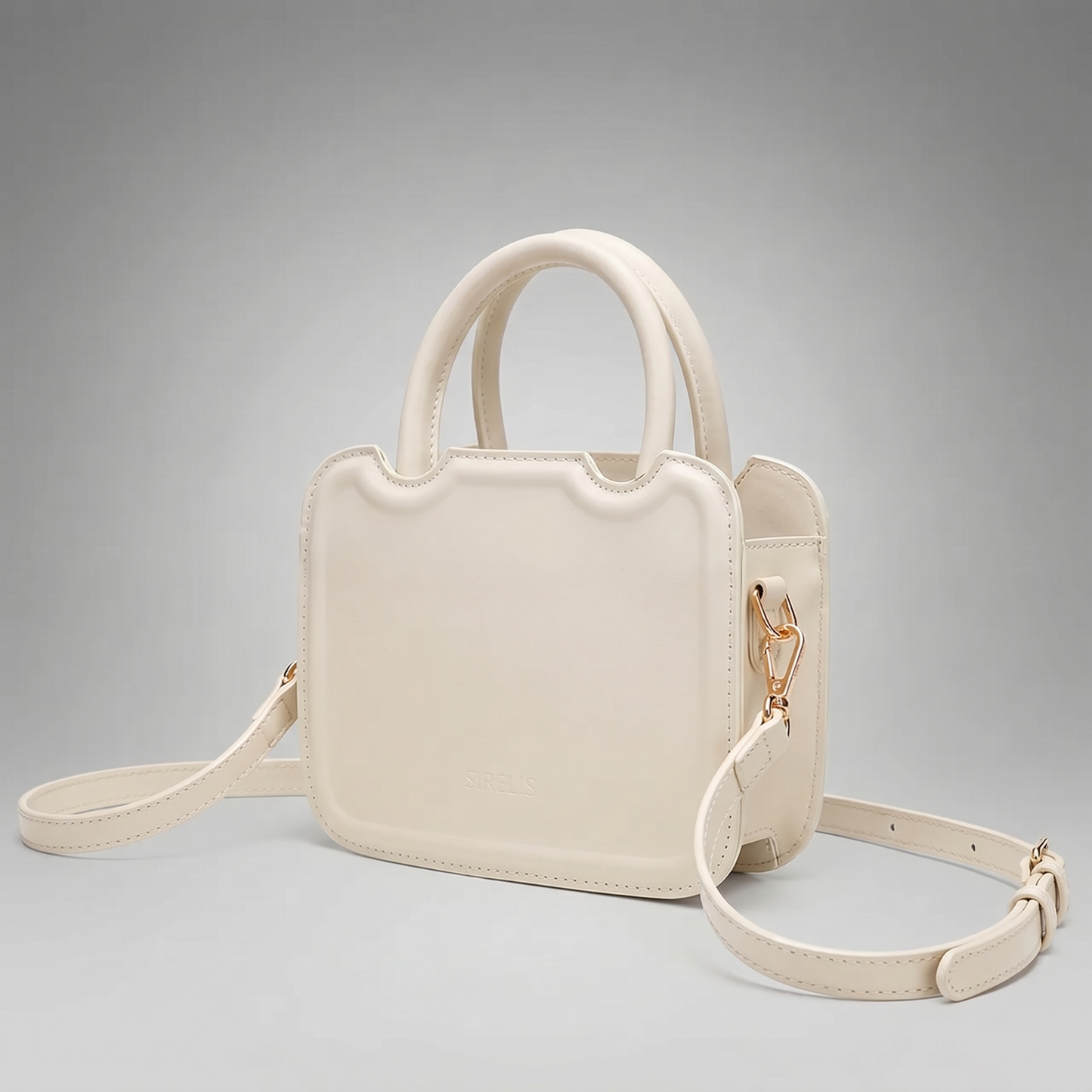 Cognac Sculpted Mini Top-Handle Bag