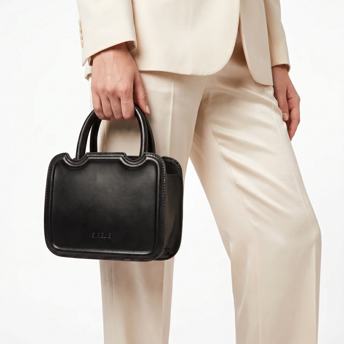 Cognac Sculpted Mini Top-Handle Bag