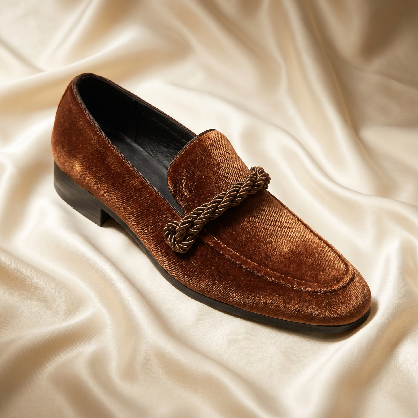 Cognac Braided Rope-Knot Loafer