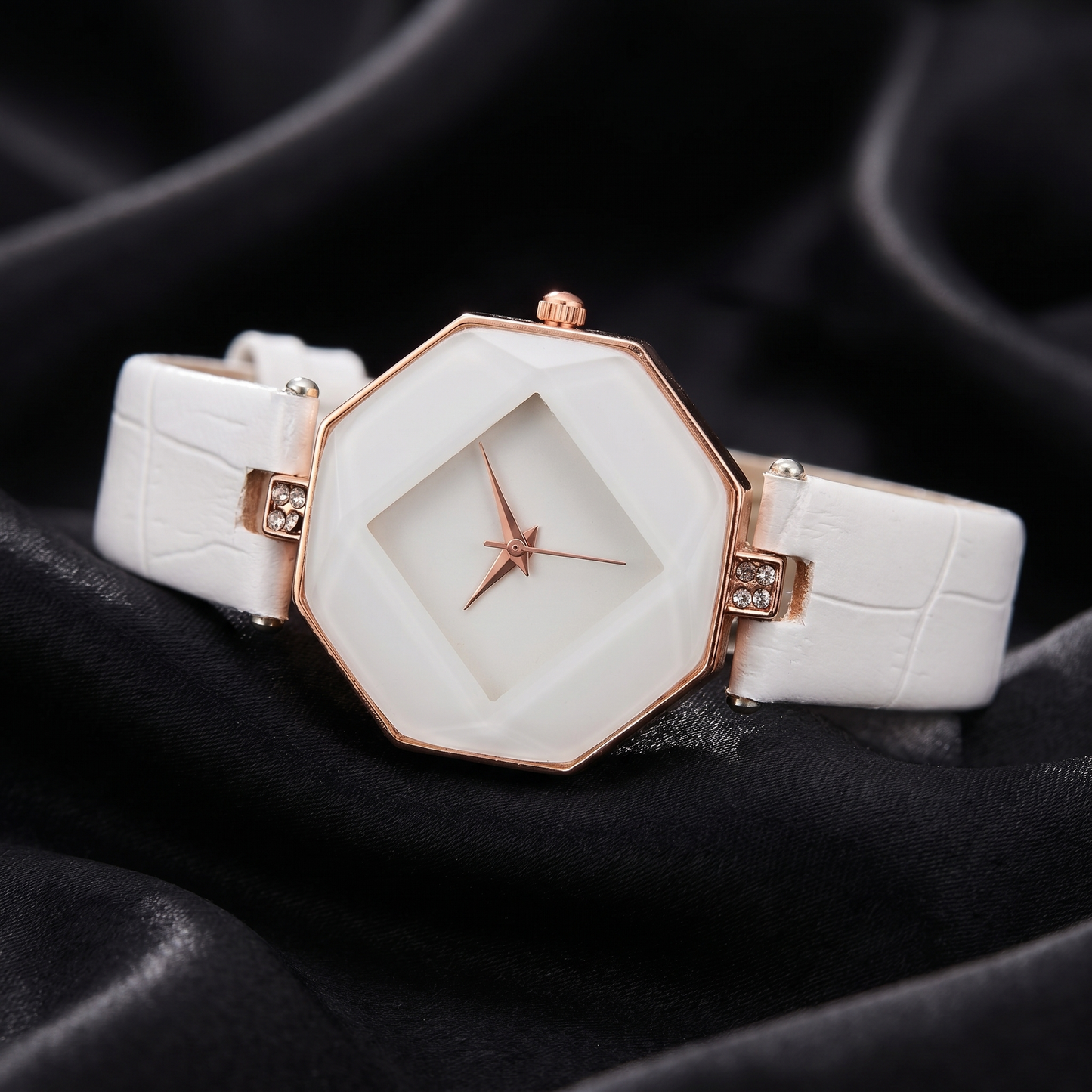 Sapphire Faceted Octagon Rose Gold Watch