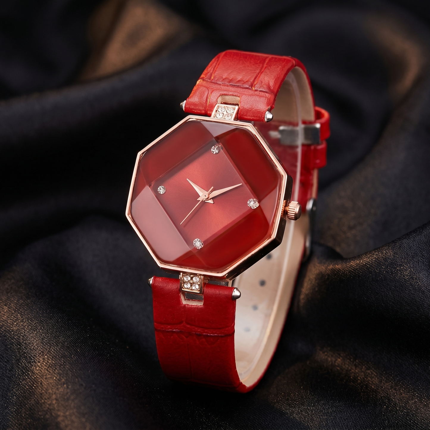 Sapphire Faceted Octagon Rose Gold Watch