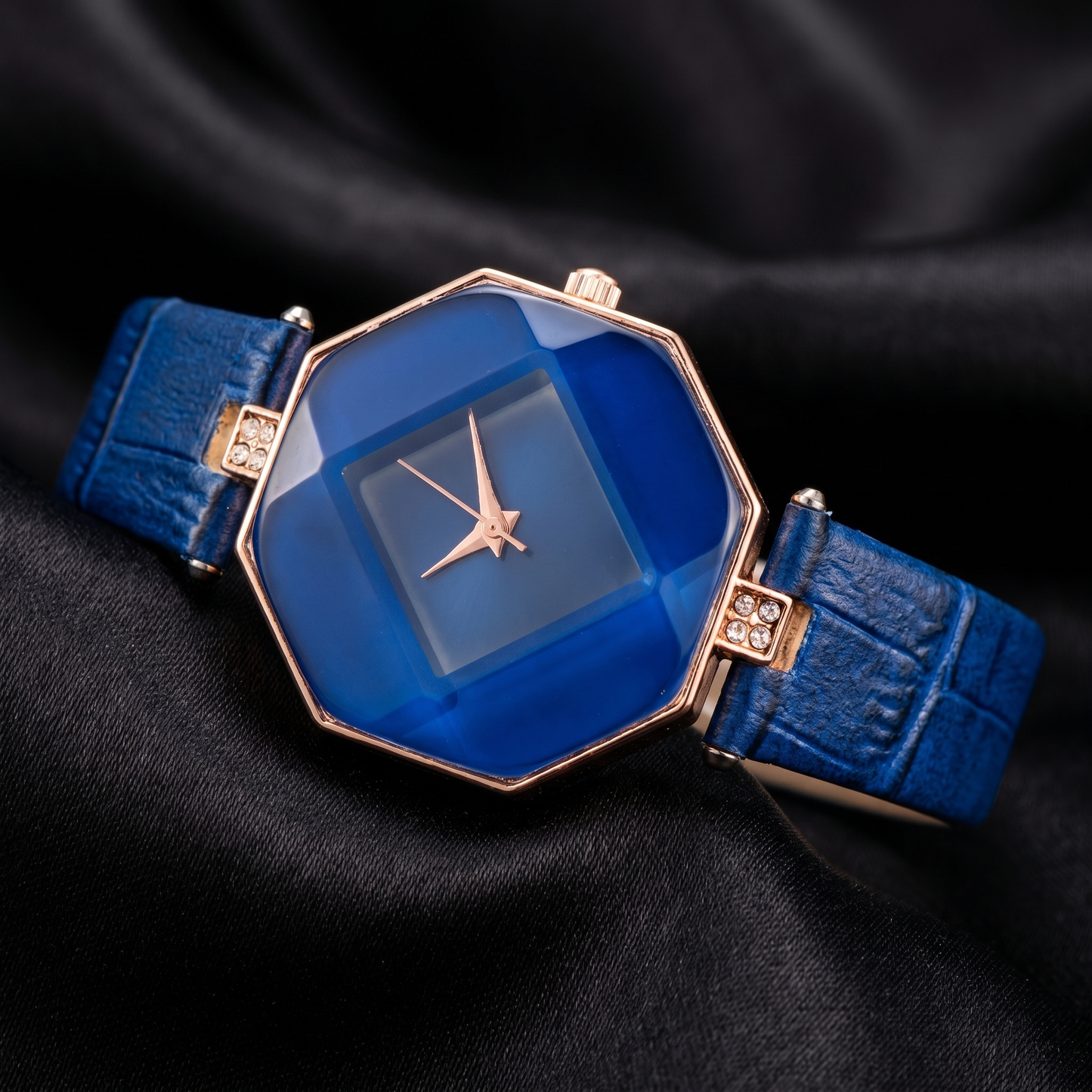 Sapphire Faceted Octagon Rose Gold Watch