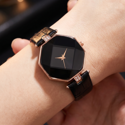Sapphire Faceted Octagon Rose Gold Watch
