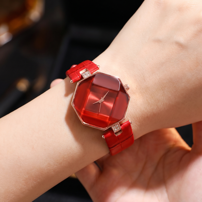 Sapphire Faceted Octagon Rose Gold Watch