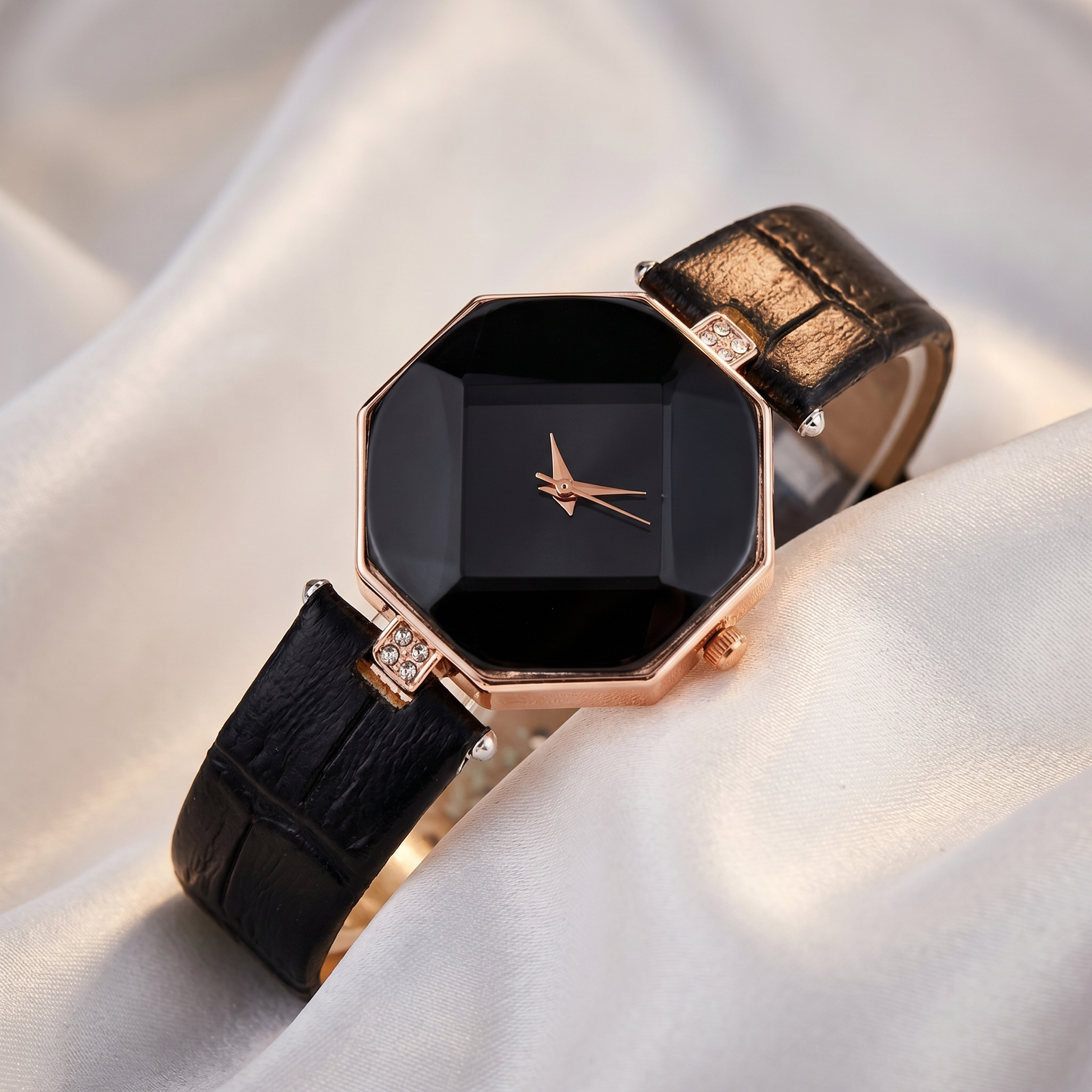 Sapphire Faceted Octagon Rose Gold Watch