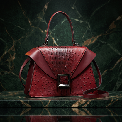 Valentia Embossed Top-Handle Bag