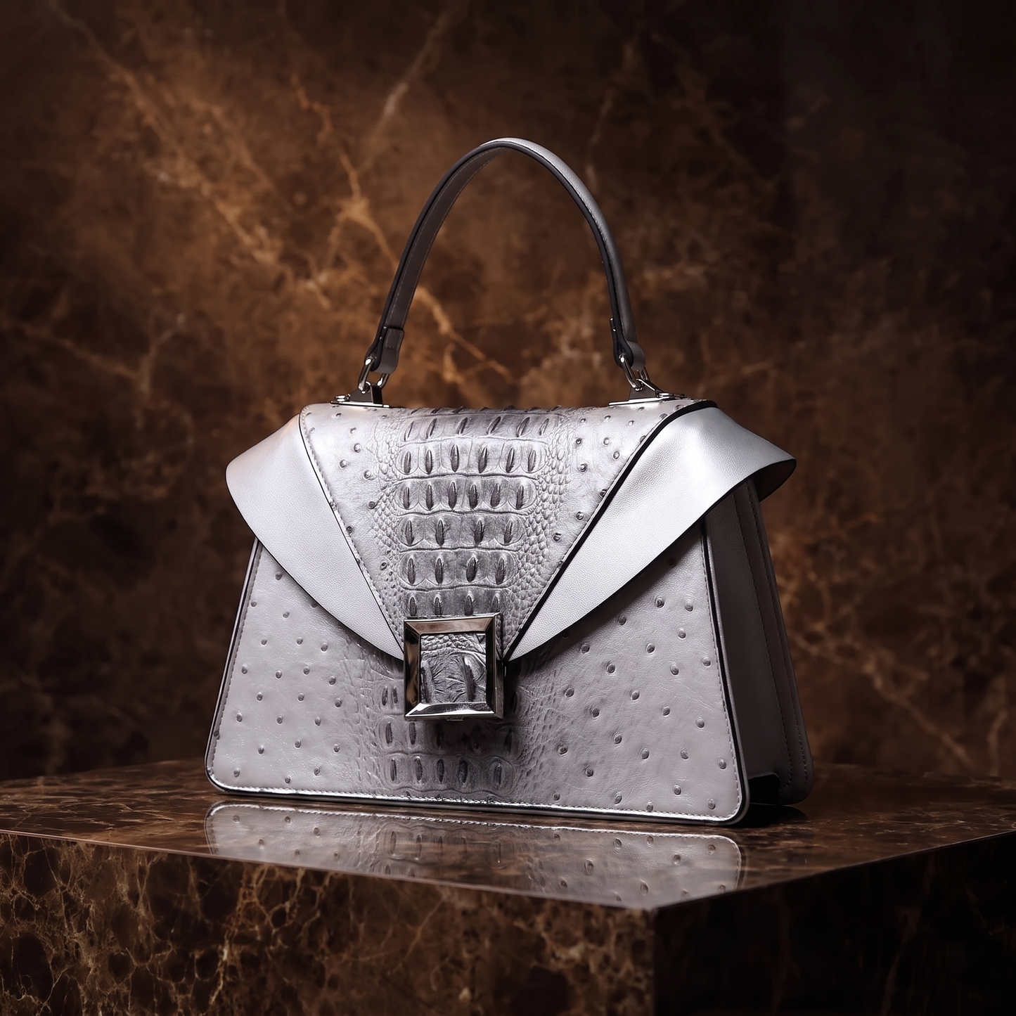 Valentia Embossed Top-Handle Bag