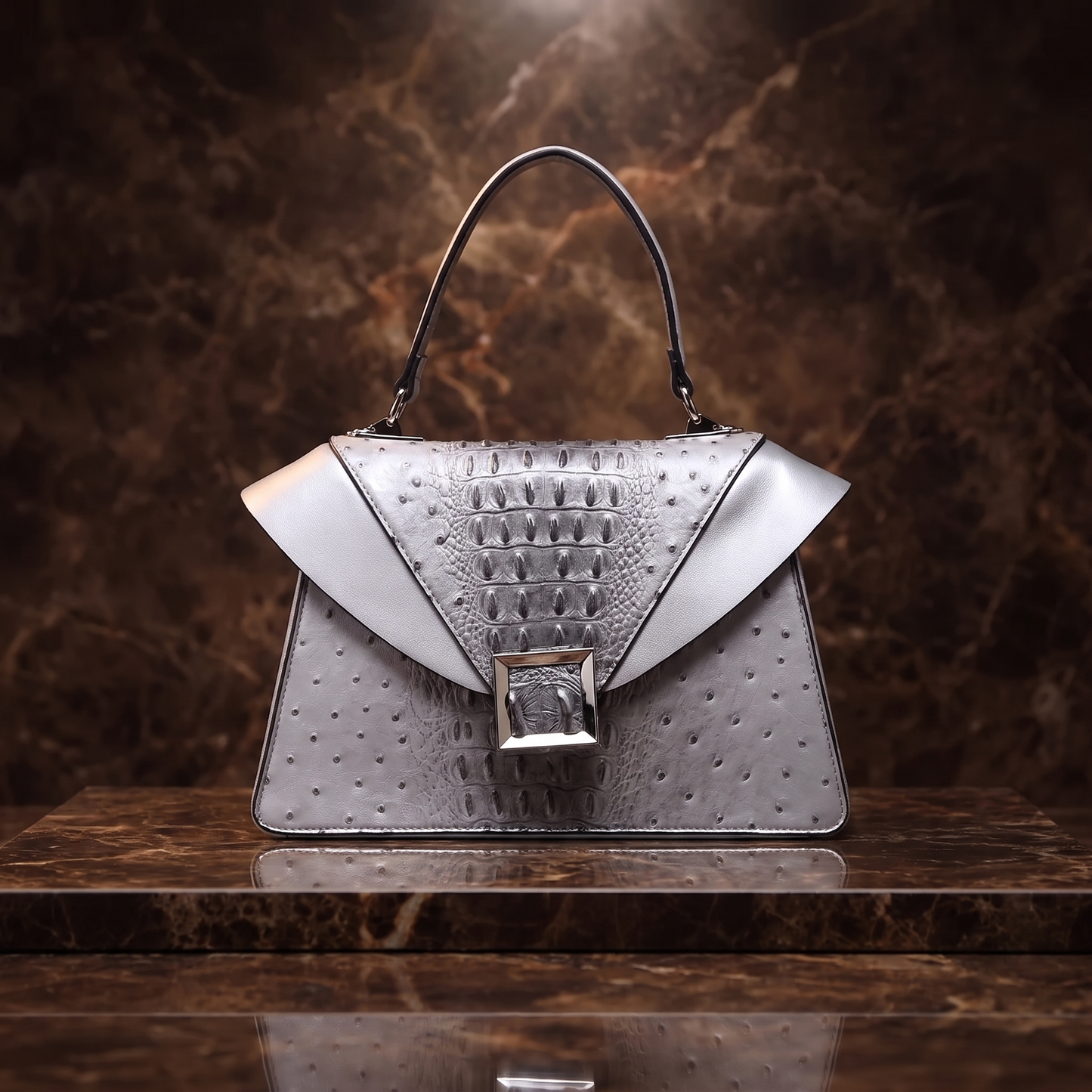 Valentia Embossed Top-Handle Bag