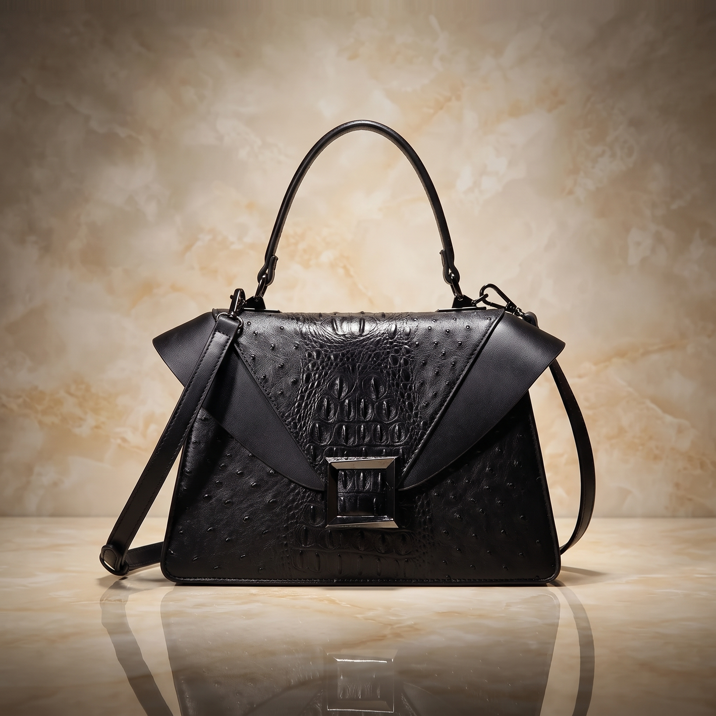 Valentia Embossed Top-Handle Bag