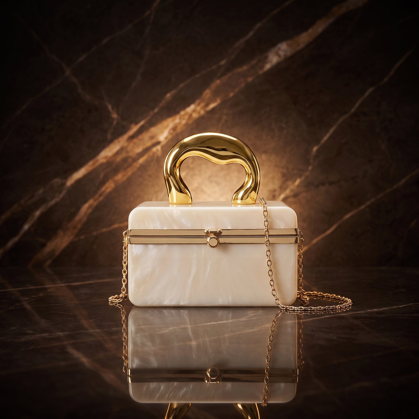 Aurelia Marbled Acrylic Box Clutch
